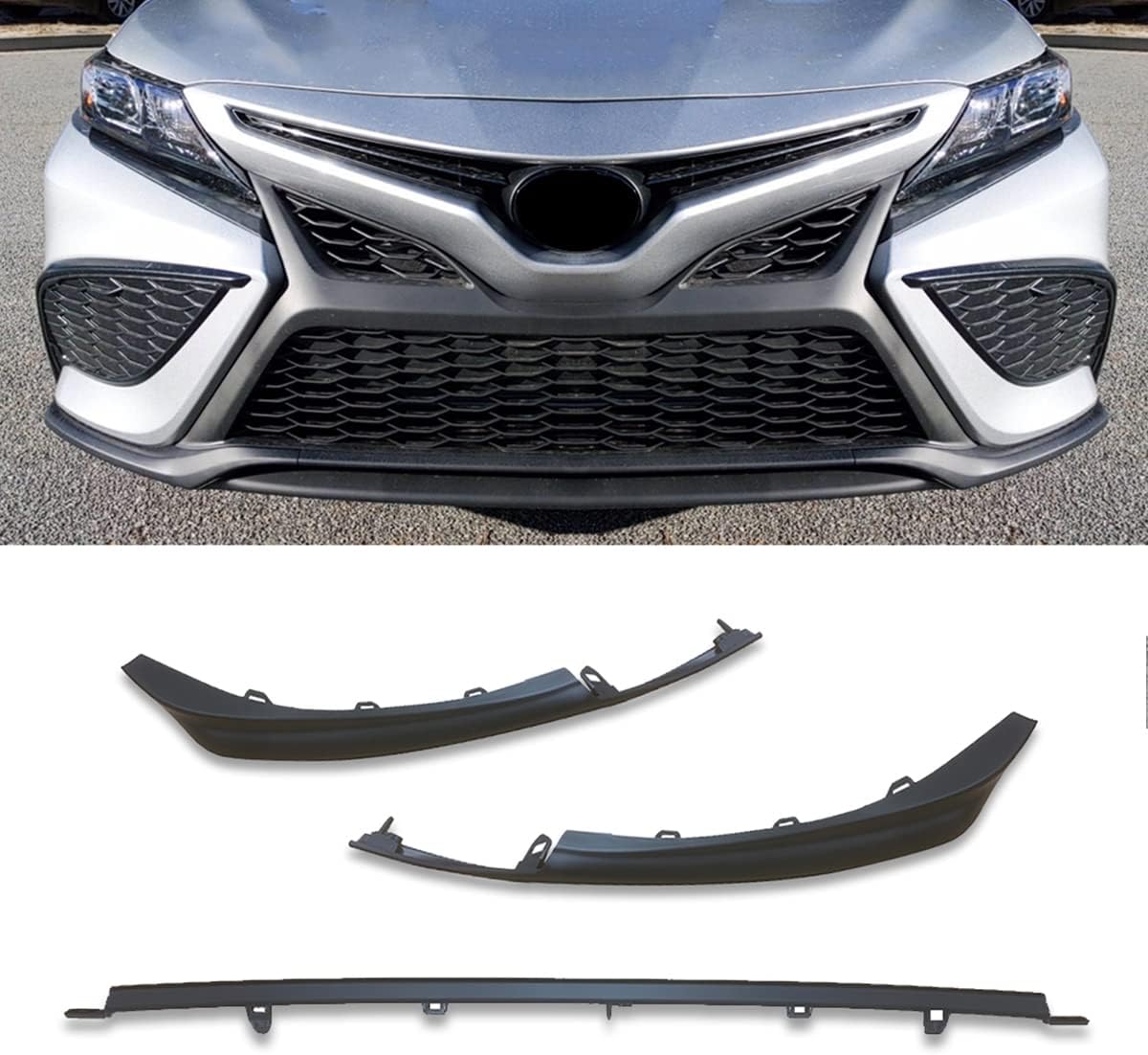 Front Bumper Lip Spoiler Splitter Air Dam Chin Diffuser Deflector 2021 2022 Toyota Camry SE XSE Matte Black 3PCS I131