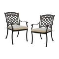 Black Aluminum Patio Dining Arm Chair Set of 2 H526