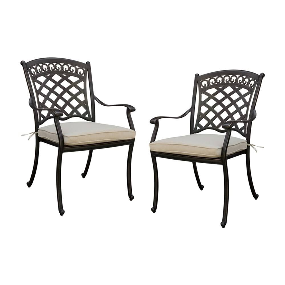 Black Aluminum Patio Dining Arm Chair Set of 2 H526