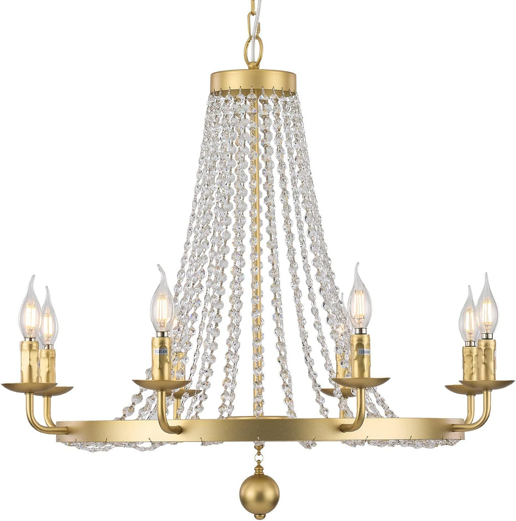 Gold 8 Light Crystal Chandelier I324