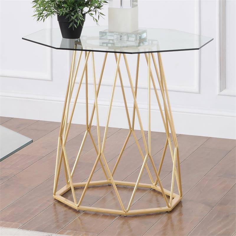 Contemporary Glass Top End Table F68035