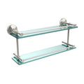 22-inch Double Glass Shelf with Gallery Rail Polished Nickel X414