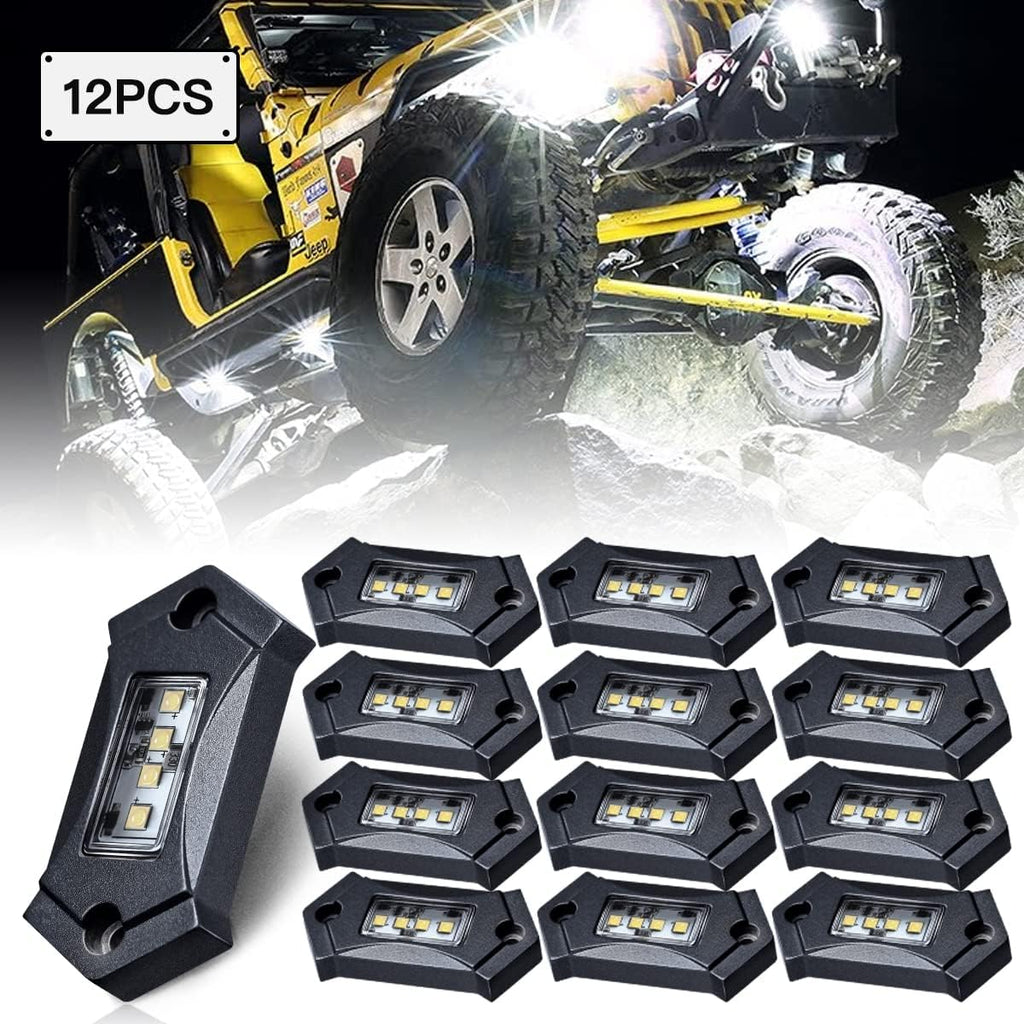 White LED Rock Lights IP68 Waterproof 12Pods F274093