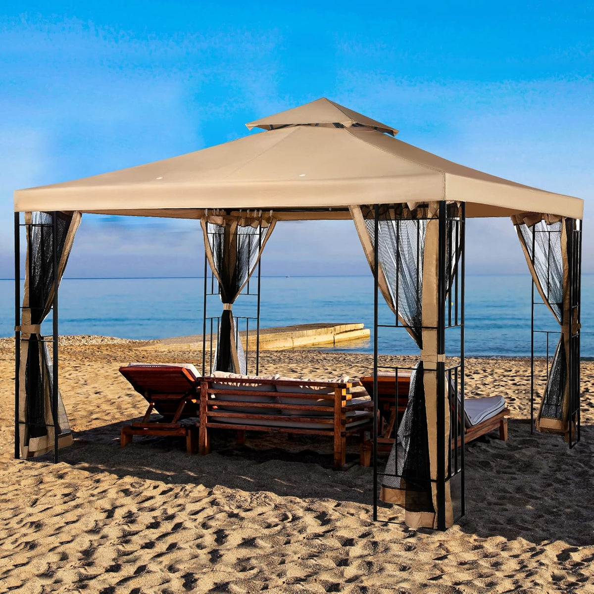 10x10 Steel Canopy with Mosquito Netting T297816