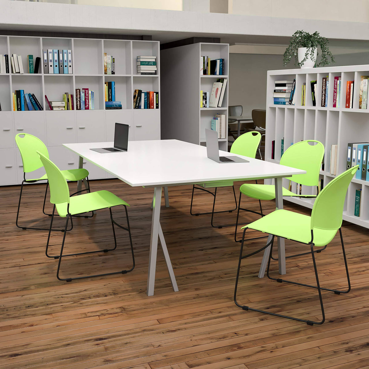 Green Ultra-Compact Stack Chair with Black Powder Coated Frame U16163