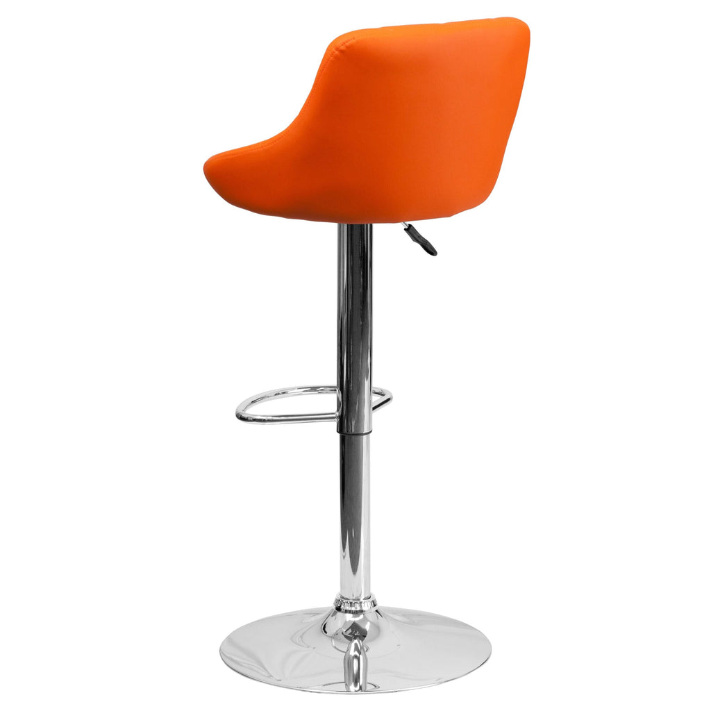 Orange Adjustable Height Vinyl Barstool with Chrome Base V1841