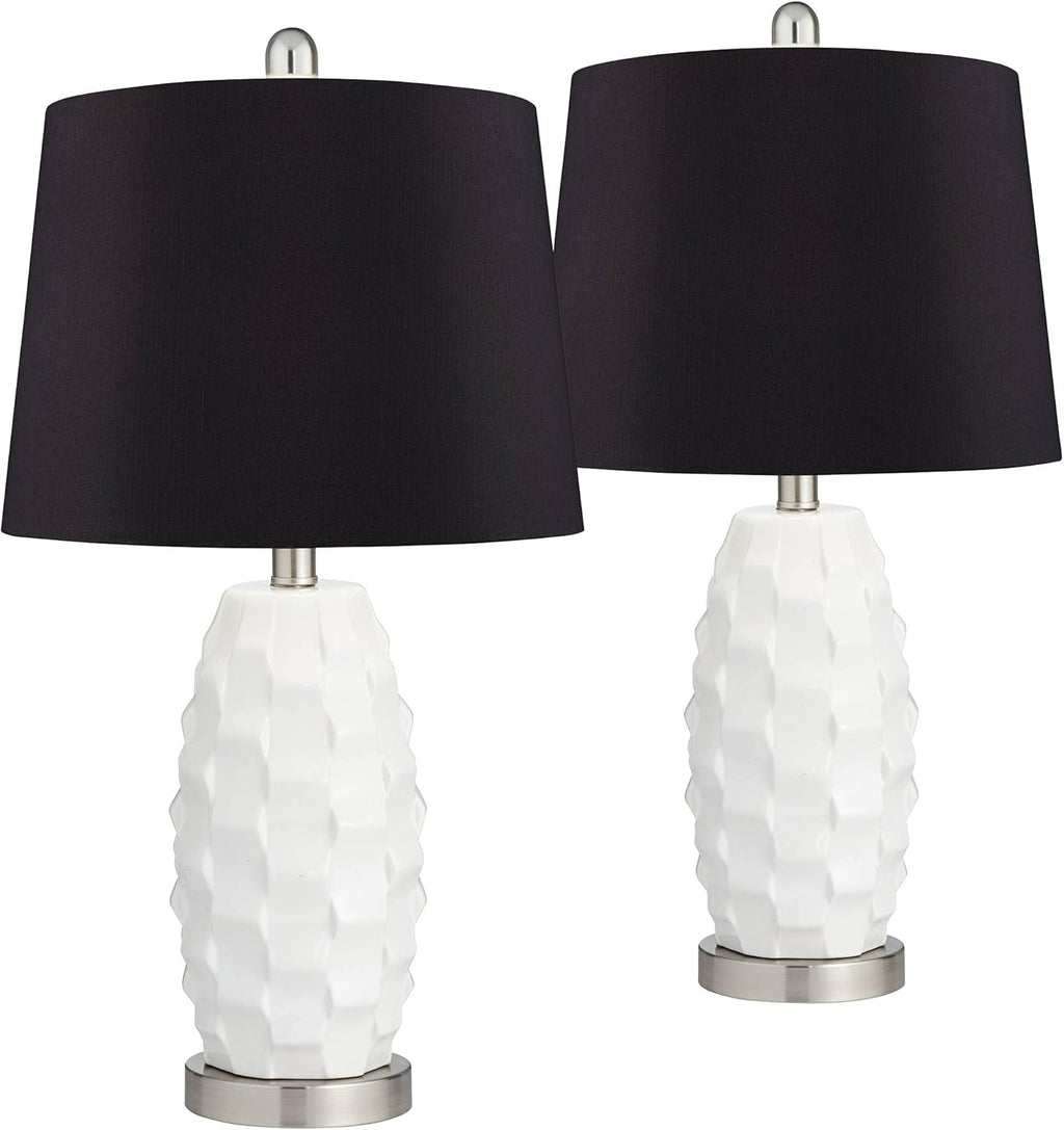 White Ceramic LED Table Lamps Set of 2 B69633