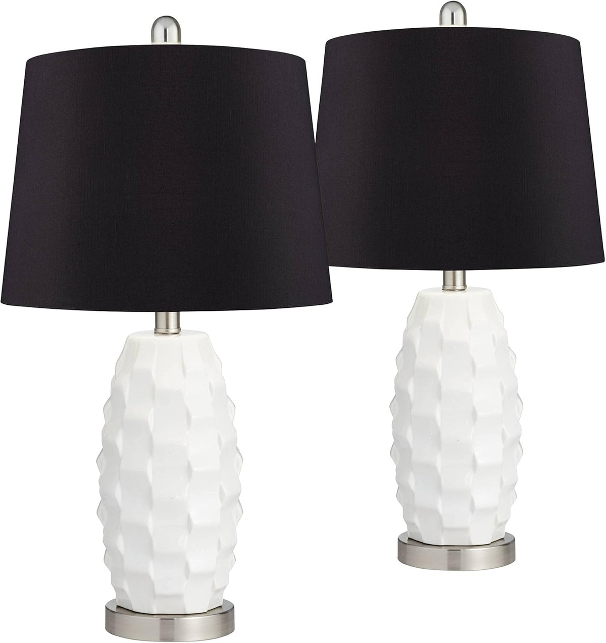 White Ceramic LED Table Lamps Set of 2 B69633