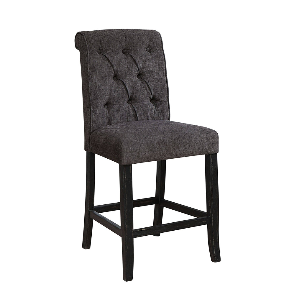 Beige Chenille Counter Height Chair Set of 2 E338