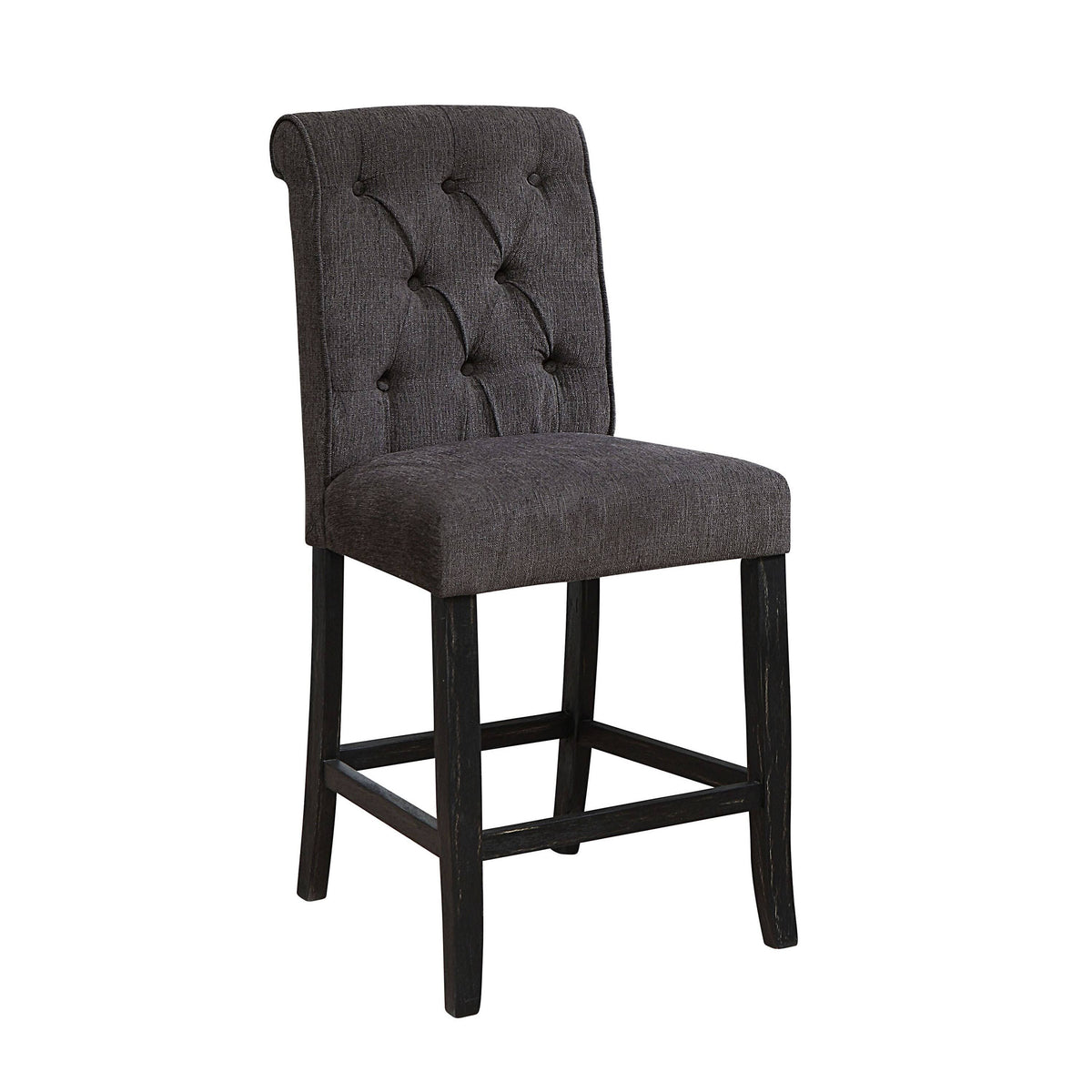 Beige Chenille Counter Height Chair Set of 2 E338