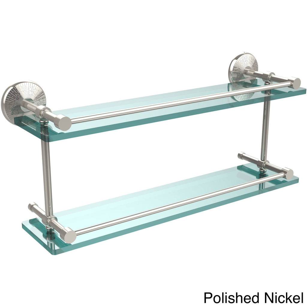 22-inch Double Glass Shelf with Gallery Rail Polished Nickel X414
