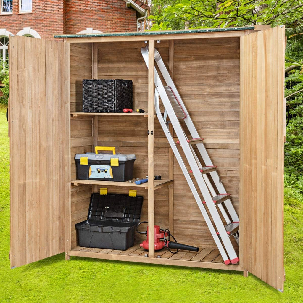 Outdoor Wooden Storage Cabinet with Double Lockable Doors L4374