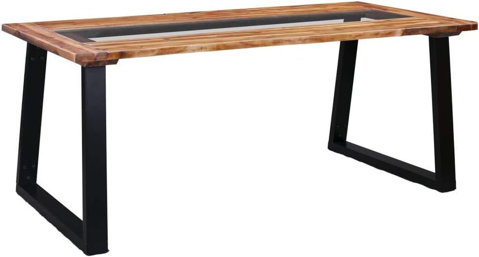 Solid Acacia Wood and Glass Dining Table I51199