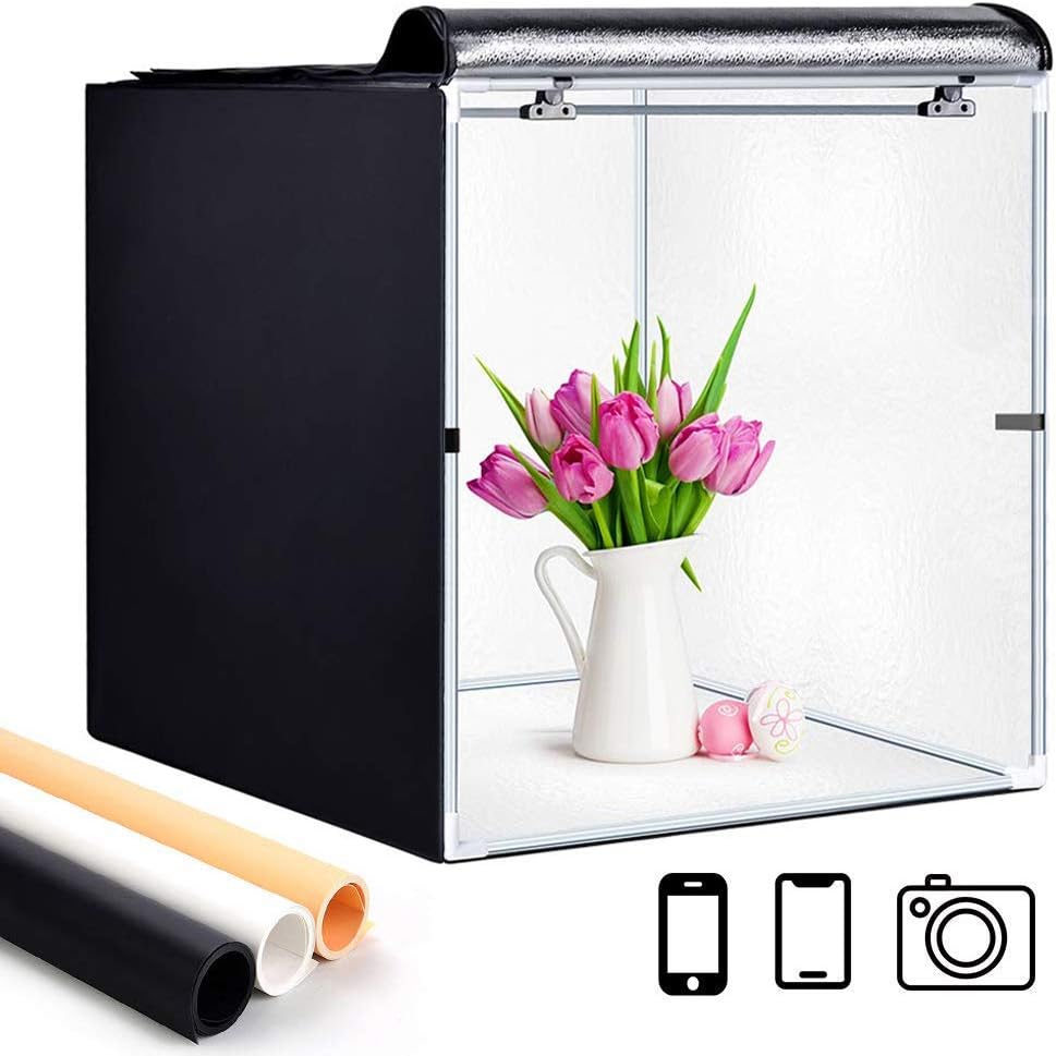 Portable Foldable 32 x 32 Inch Photo Studio Light Box with LED Lights and 3 Color Backdrops P5612