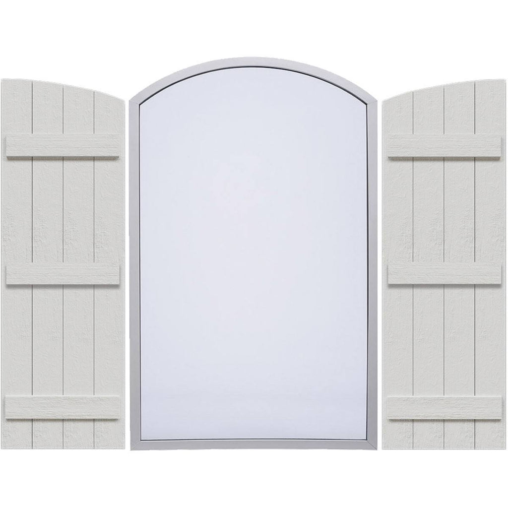 Rustic Faux Wood Shutters with Elliptical Arch Top C335990