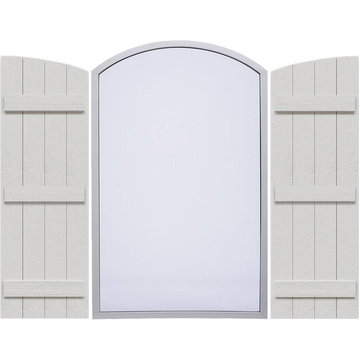Rustic Faux Wood Shutters with Elliptical Arch Top C335990