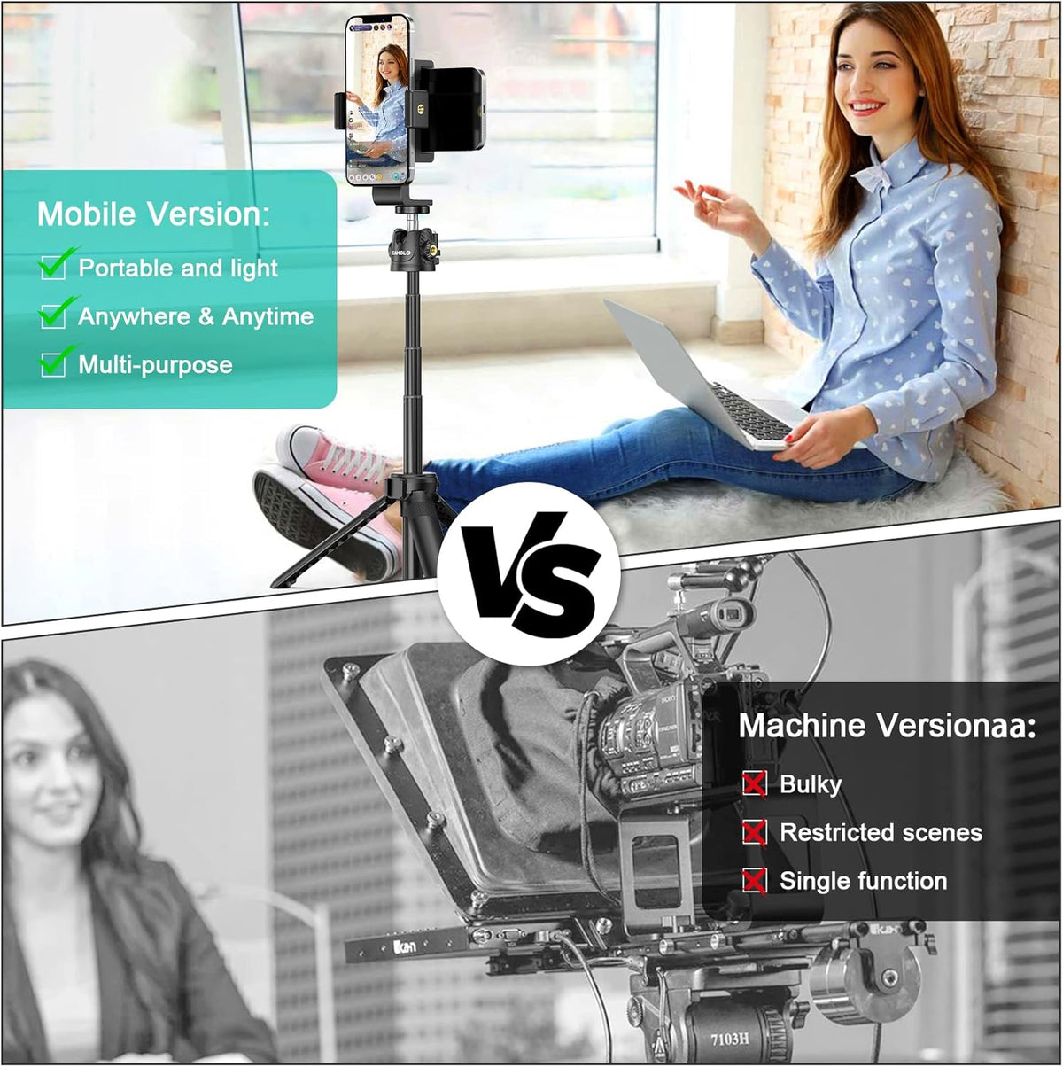 Phone Tripod Mount Teleprompter for Smartphone R9664
