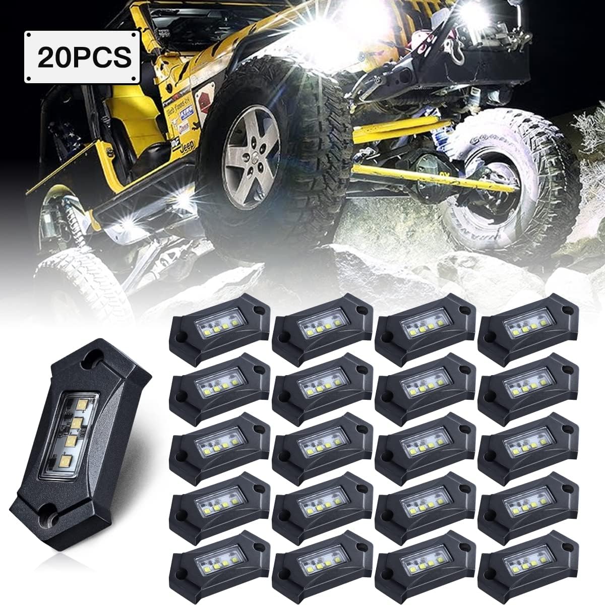 White LED Rock Lights IP68 Waterproof 12Pods F274093