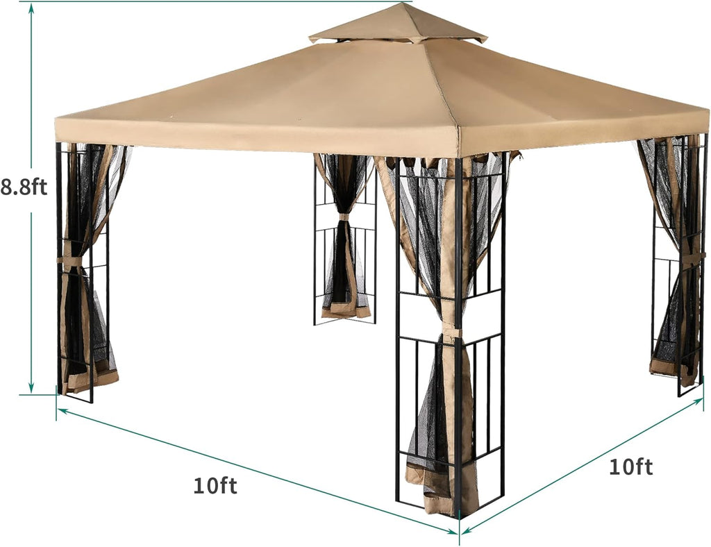 10x10 Steel Canopy with Mosquito Netting T297816