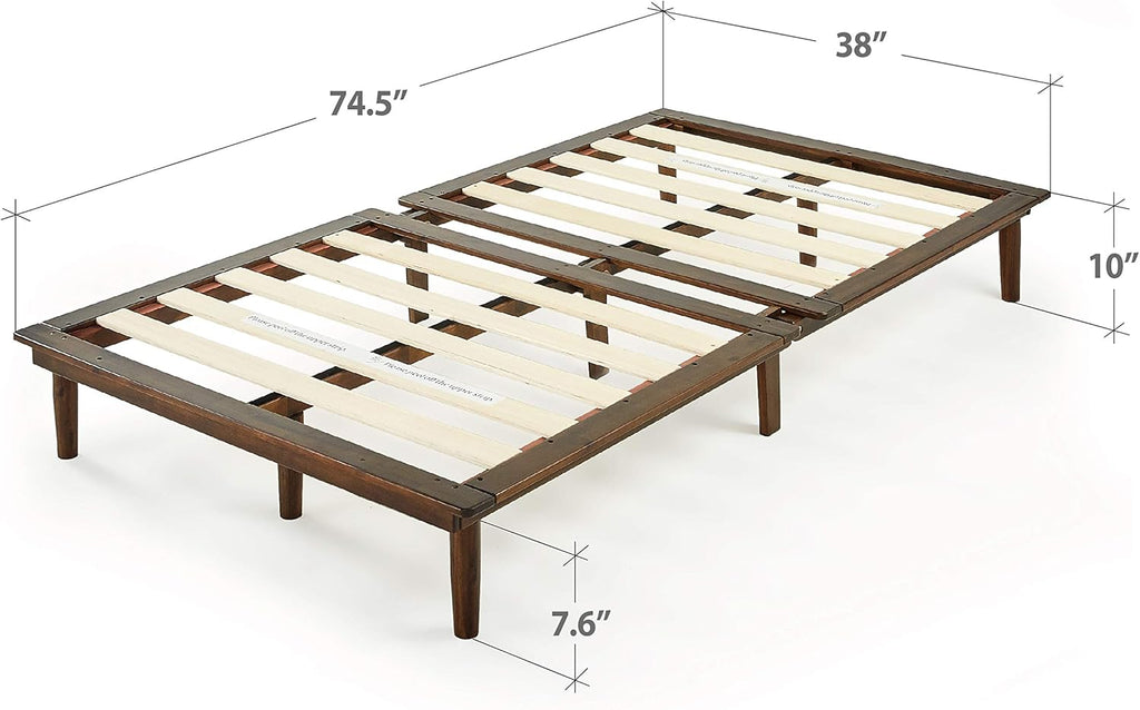 10 Inch Wood Platform Bed Frame with Wood Slat Support J9721