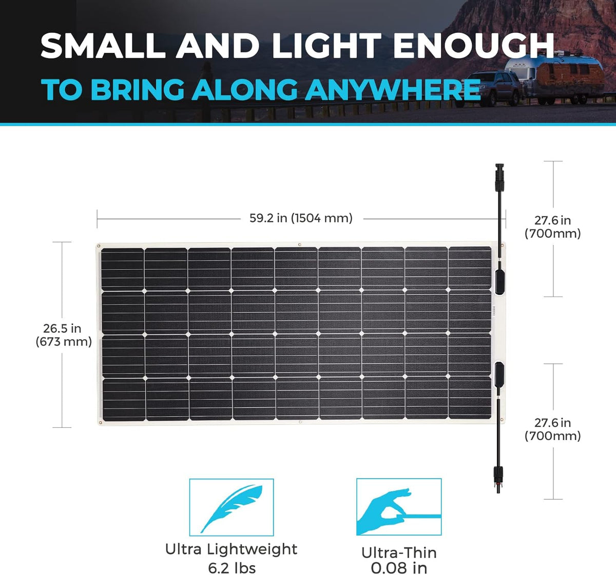 100W 12V Flexible Monocrystalline Solar Panel Kit L566794