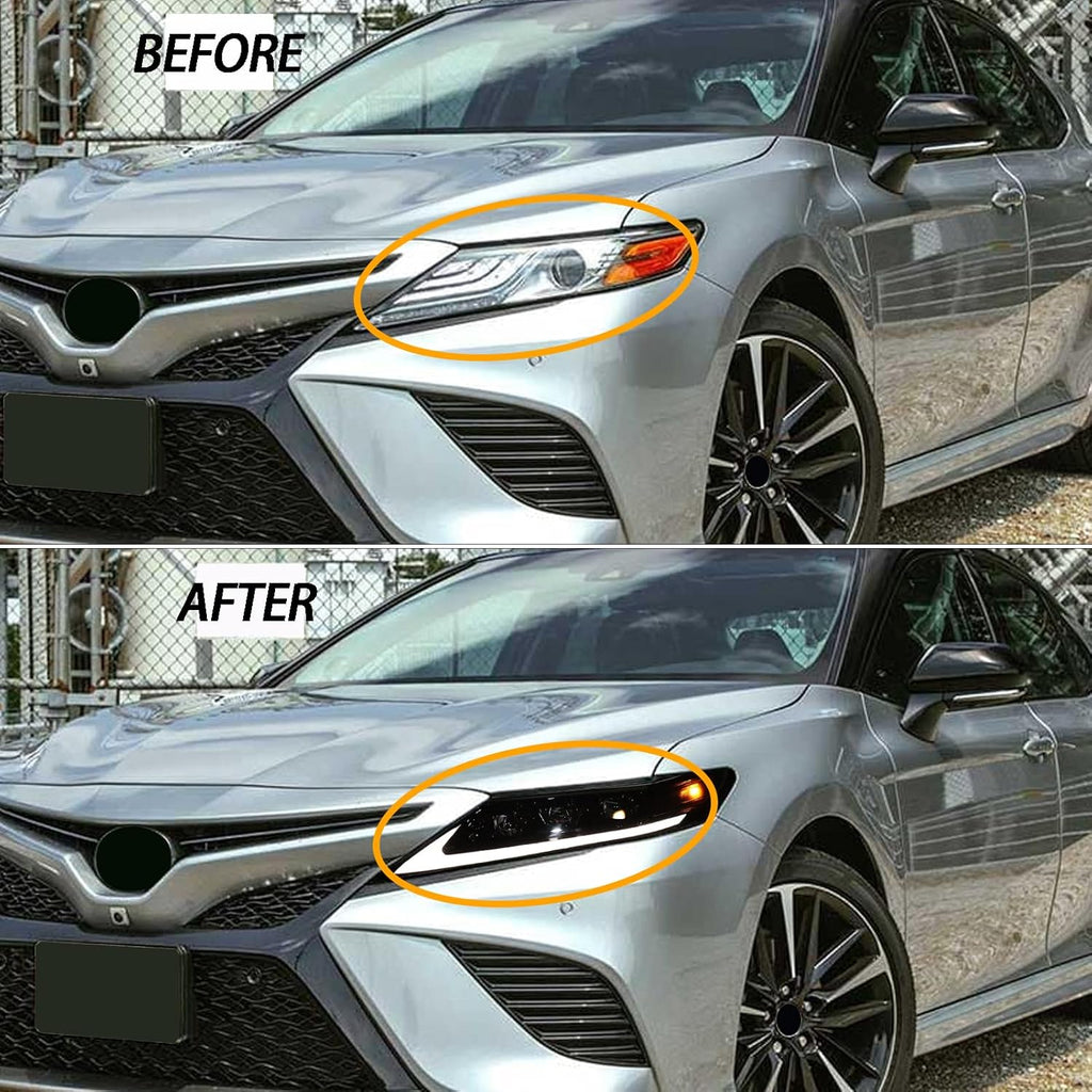 Headlights Assembly with Sequential Turn Signal Black Bezel Left+Right Pair Y5094