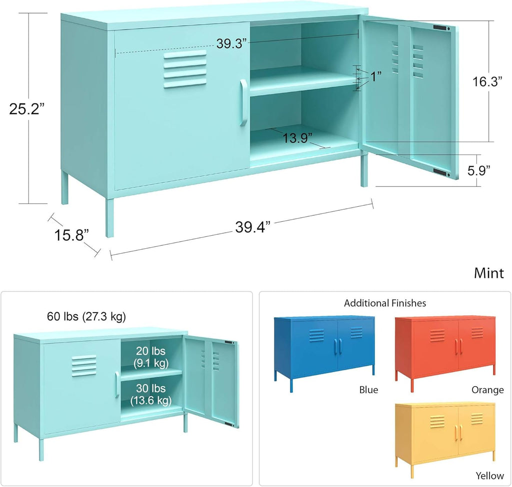 2 Door Metal Locker Accent Cabinet P267831