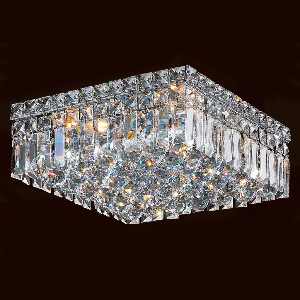 4 Light Chrome and Clear Crystal Flush Mount Ceiling Light E903096
