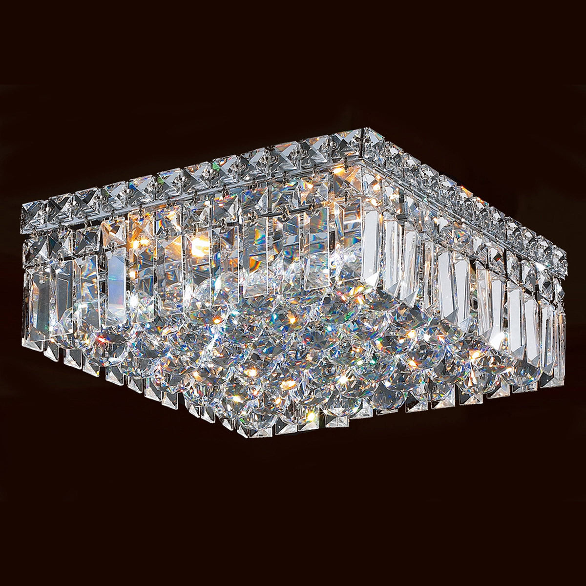 4 Light Chrome and Clear Crystal Flush Mount Ceiling Light E903096