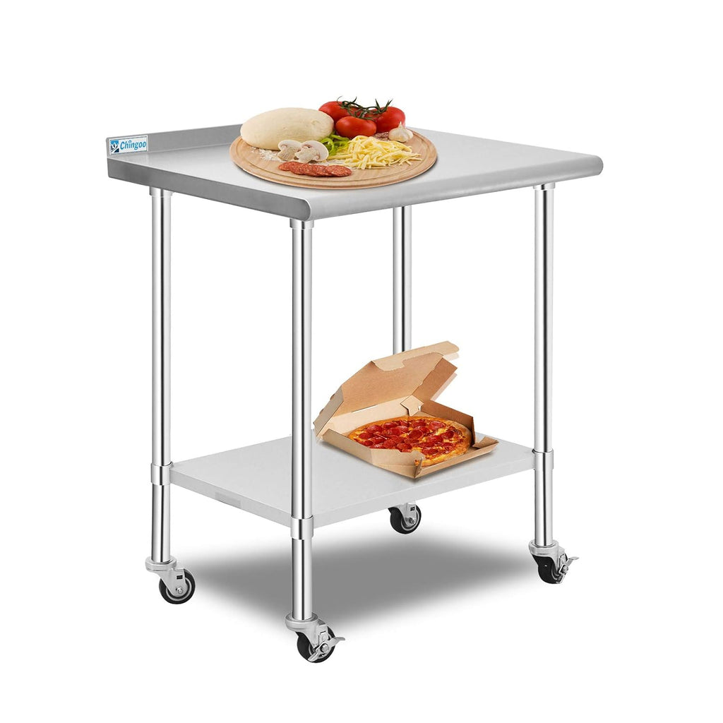 Stainless Steel Table 24x36 Inches with Caster Wheels and Undershelf I58009