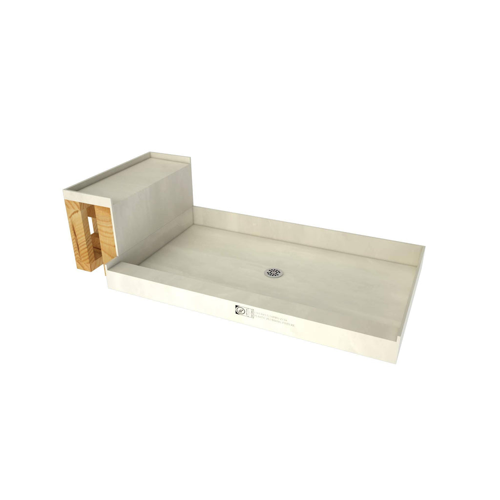 37x22 Single Threshold Shower Base with Bench and Drain X69942