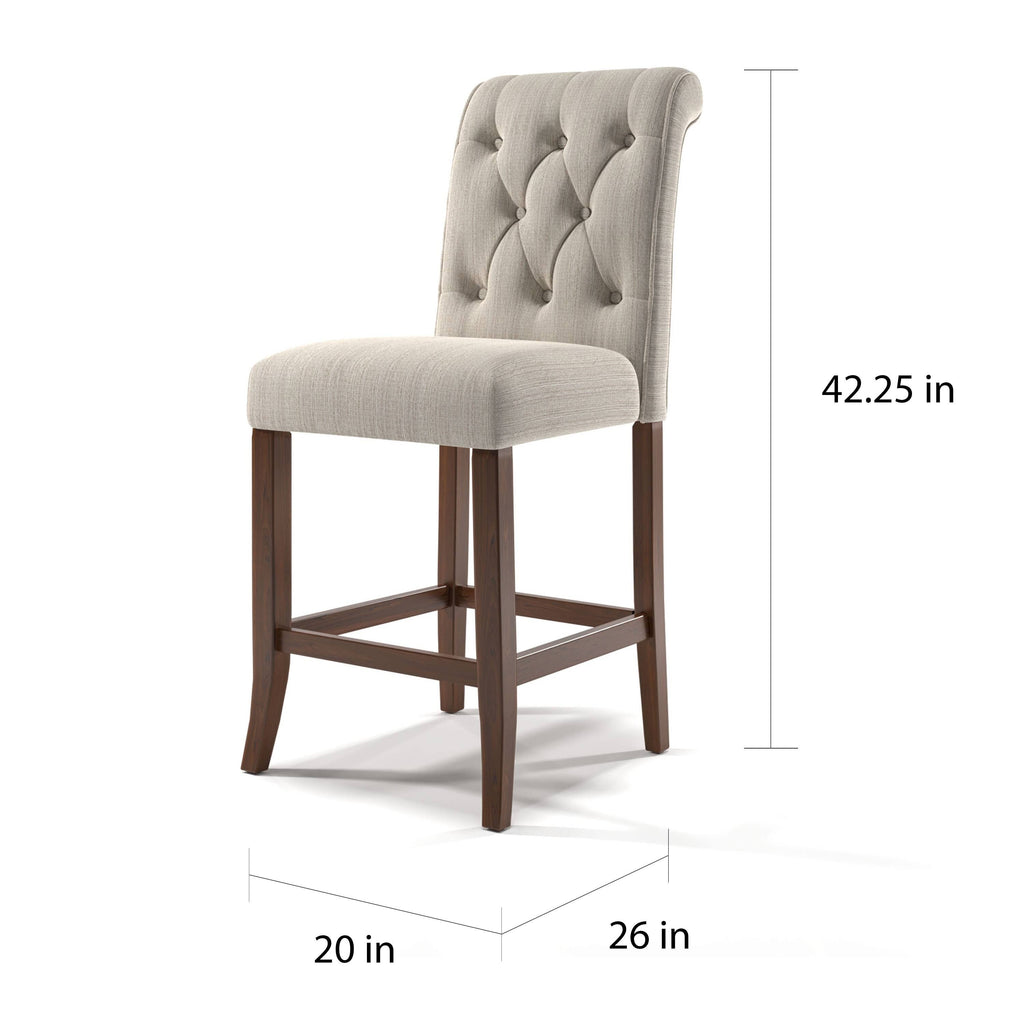 Beige Chenille Counter Height Chair Set of 2 E338