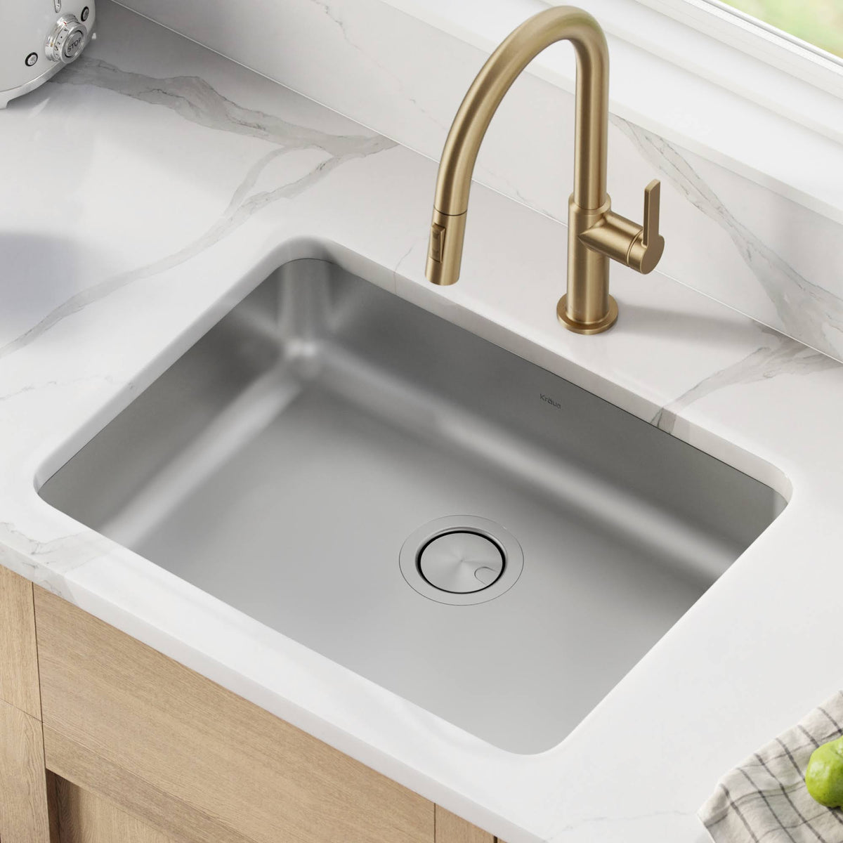 25 in. 16 Gauge Undermount Stainless Steel Single Bowl Kitchen Sink I890
