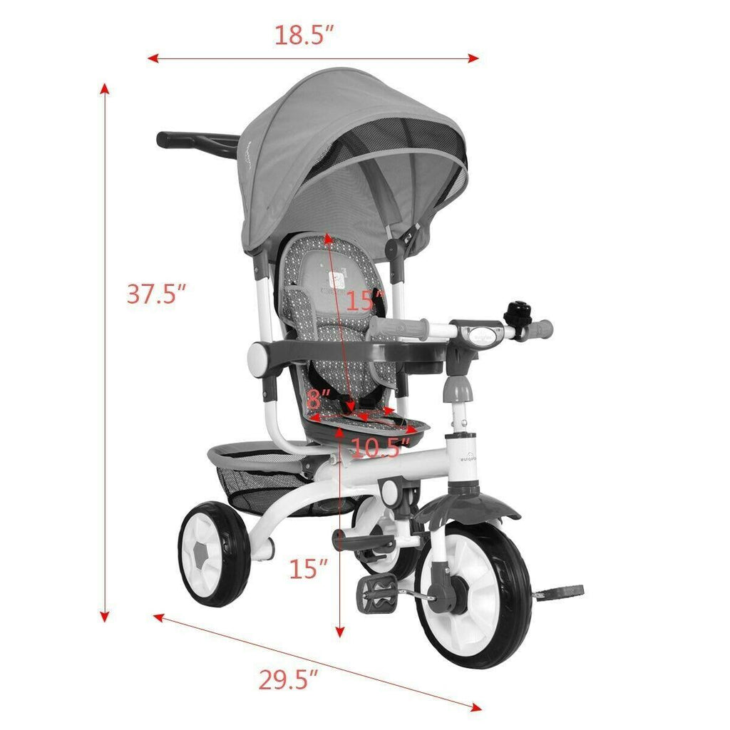 4-in-1 Detachable Baby Stroller Tricycle with Canopy H348022