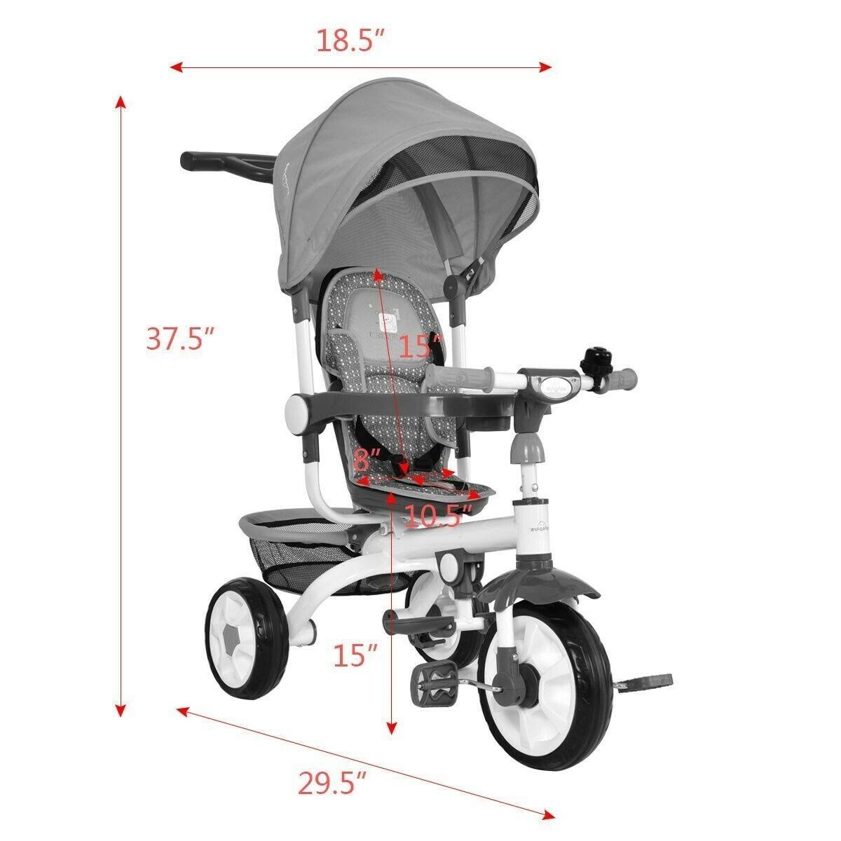 4-in-1 Detachable Baby Stroller Tricycle with Canopy H348022