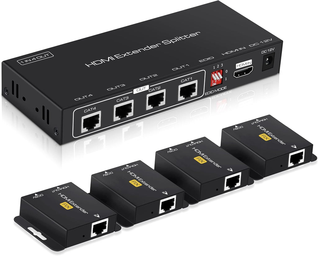 1X2 HDMI Extender Splitter 165ft with 2 HDMI Local Loop-Out, 1080P@60Hz, Pack of 2 X1918