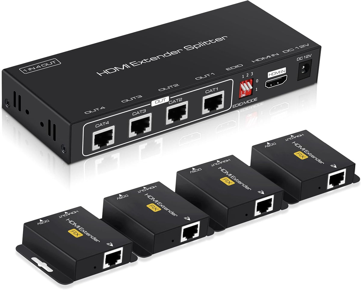 1X2 HDMI Extender Splitter 165ft with 2 HDMI Local Loop-Out, 1080P@60Hz, Pack of 2 X1918