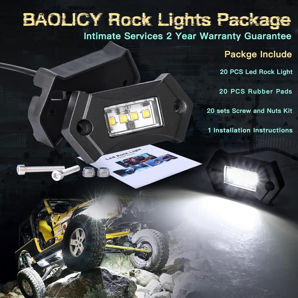 White LED Rock Lights IP68 Waterproof 12Pods F274093