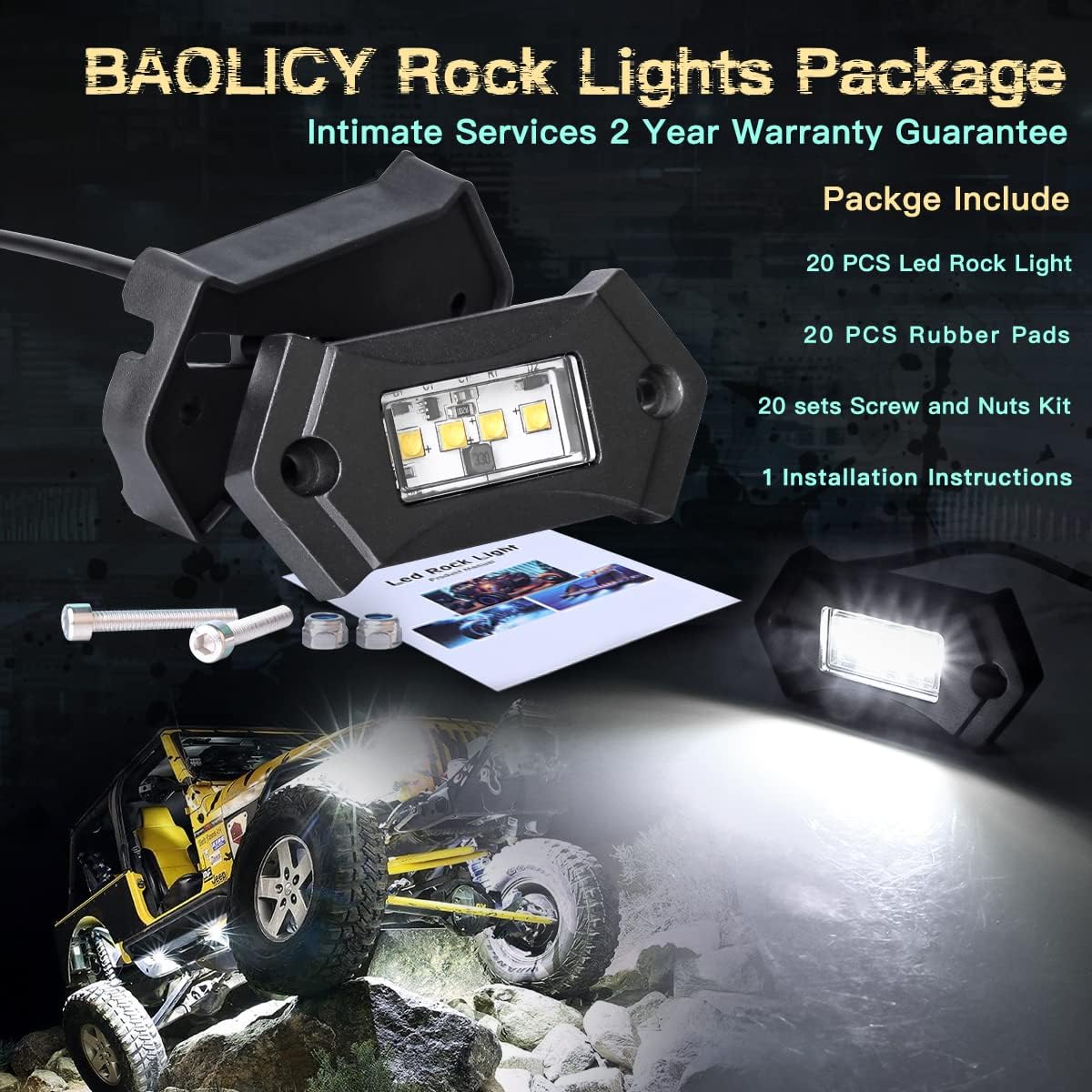 White LED Rock Lights IP68 Waterproof 12Pods F274093