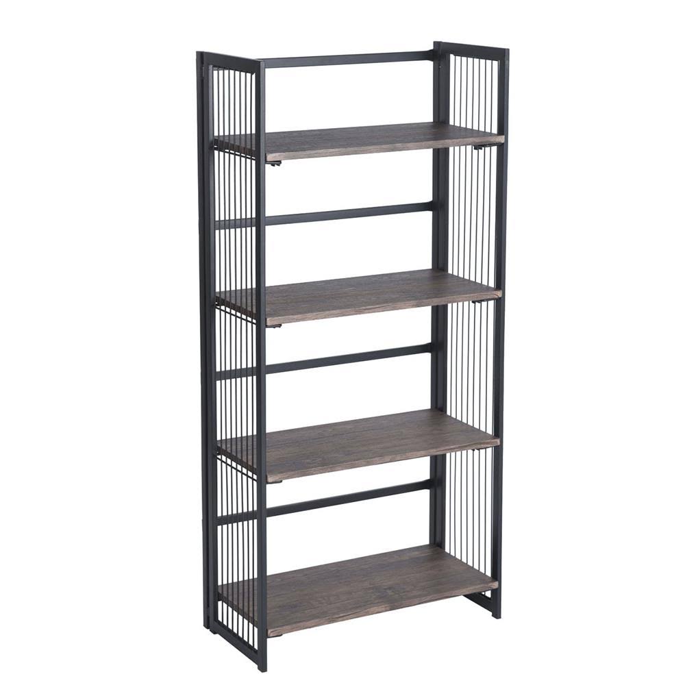 Black Metal 4-Shelf Standard Bookcase with Open Back E13118