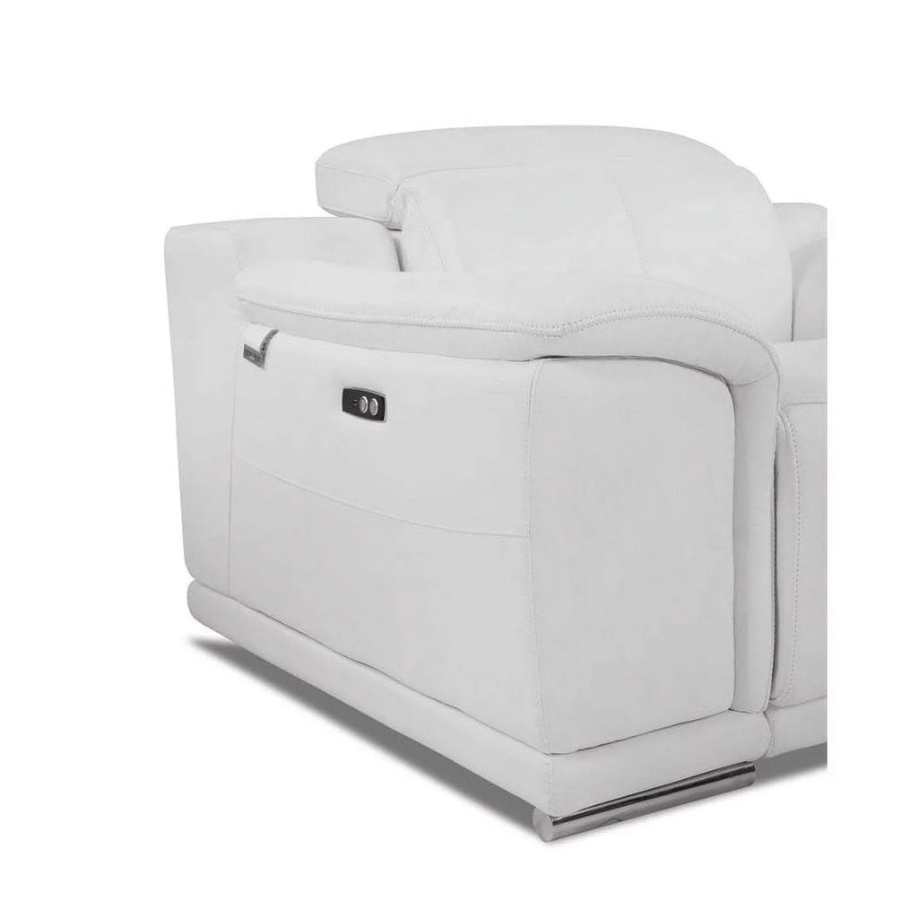 White Italian Leather Power Reclining Loveseat L4892