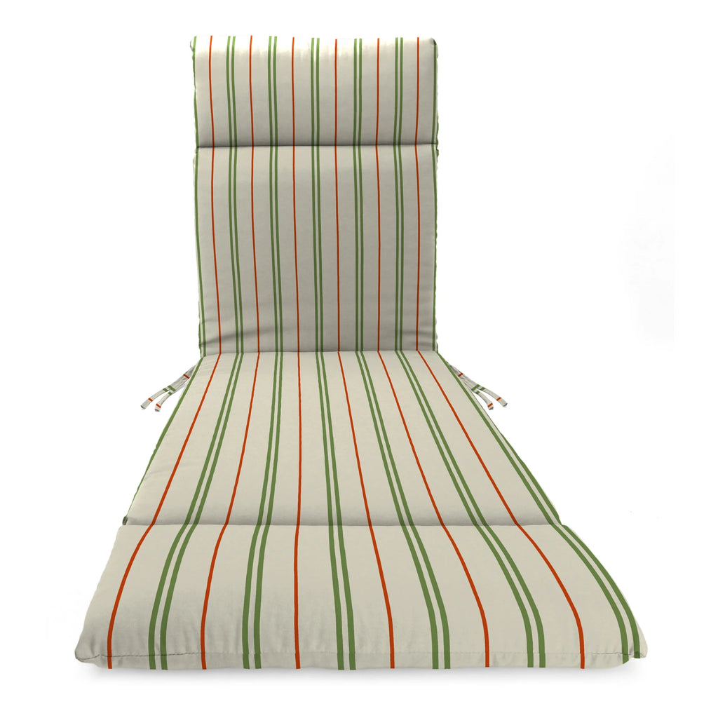 Grey Stripe Rectangular Outdoor Chaise Lounge Cushion with Ties G509657