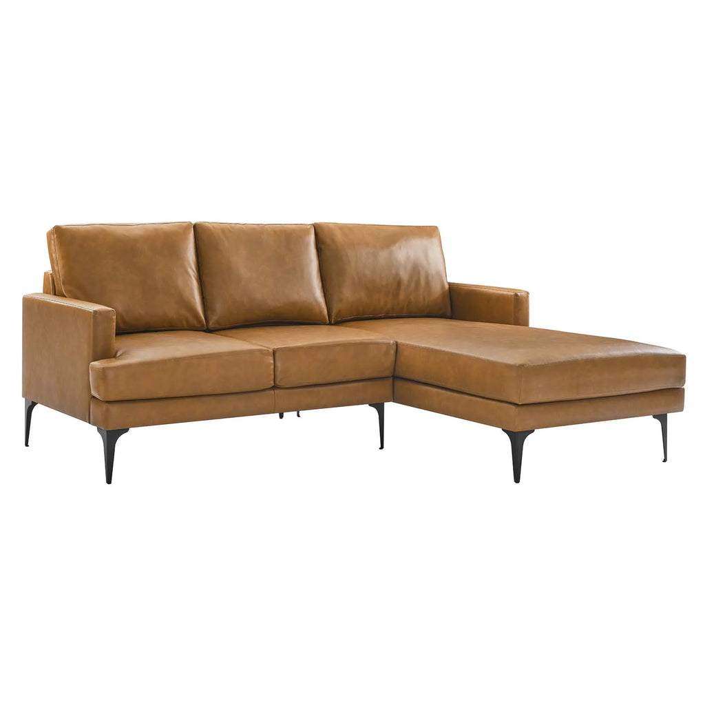 Tan Vegan Leather Right-Facing Sectional Sofa P42168