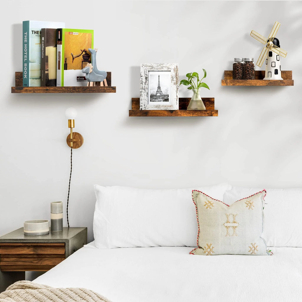 Black Wood Floating Shelves Set of 5 D350827
