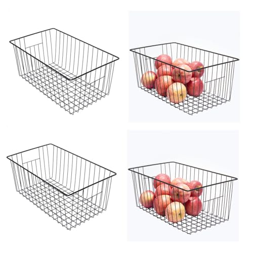 16 inch Upright Freezer Organizer Baskets, Black, Pack 3 T57128