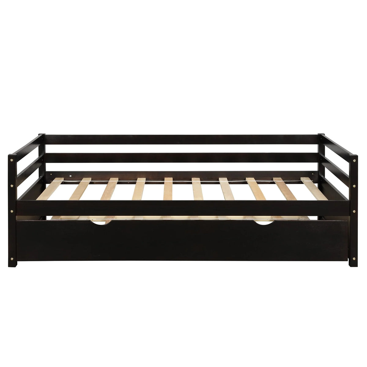 Espresso Twin Size Pine Wood Daybed with Trundle Y920