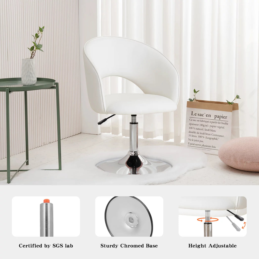 White Faux PU Upholstered Swivel Accent Chair K808