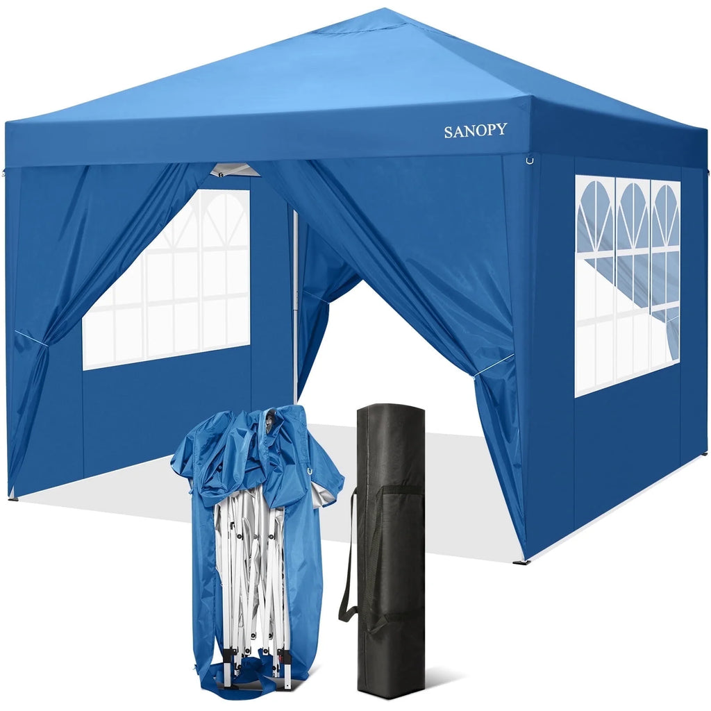 10'x10' Waterproof Pop Up Canopy Tent with 4 Removable Sidewalls & Carrying Bag O388