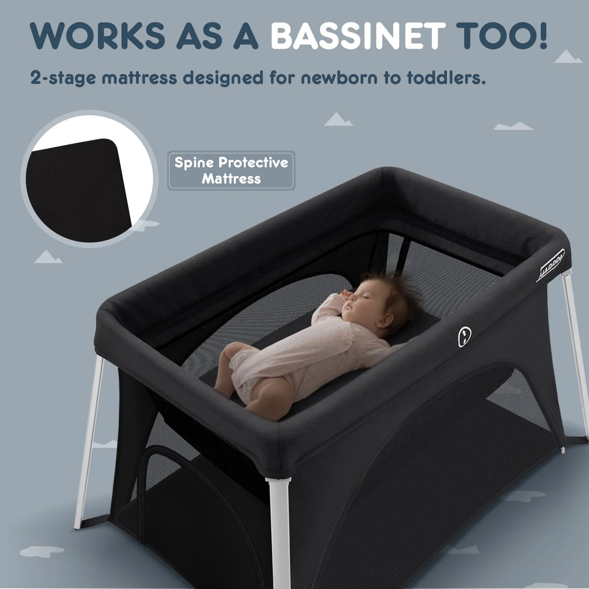 Portable Foldable Travel Crib with Mattress K931040