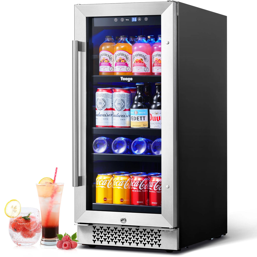 15 Beverage Cooler 80 Cans Glass Door Lock K218367